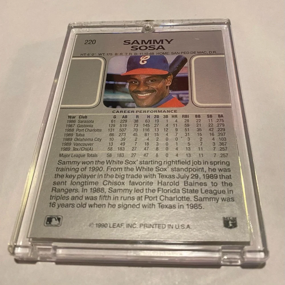 1990 Leaf Baseball Card sammy sosa